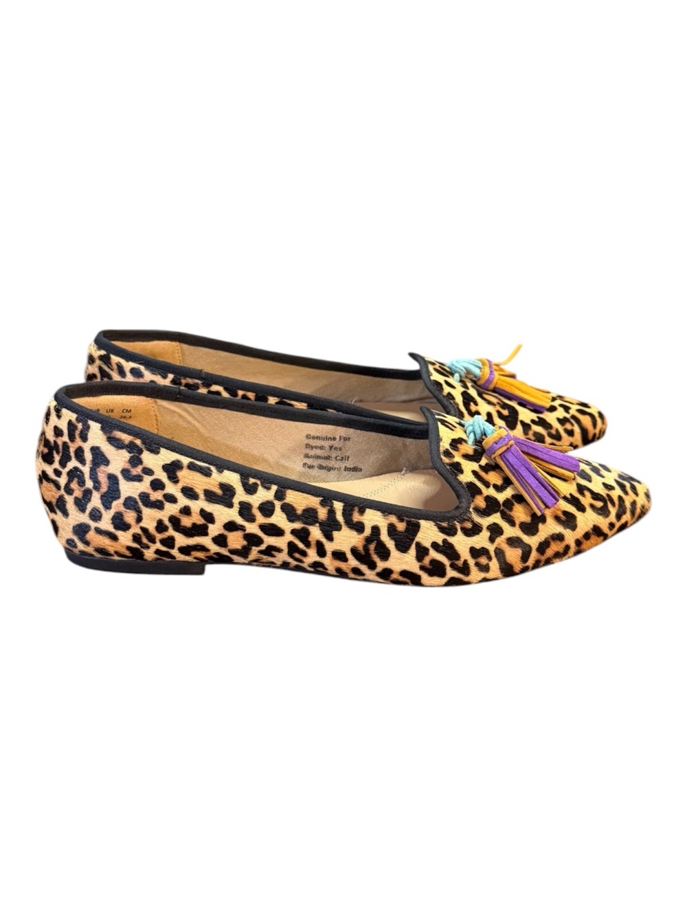 Hush Puppies Sadie Leopard Print Calf Hair Tassel Loafer Flats Women’s Size 9